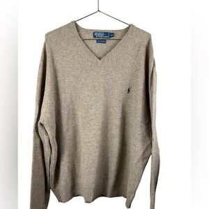 Polo Ralph Lauren Men's Lambswool V Neck Sweater Beige Size XXL